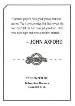 2010 Milwaukee Brewers Police #NNO John Axford Back