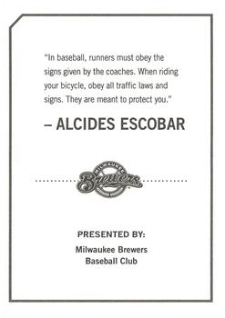 2010 Milwaukee Brewers Police #NNO Alcides Escobar Back