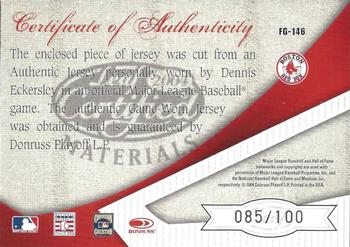 2004 Leaf Certified Materials - Fabric of the Game AL/NL #FG-146 Dennis Eckersley Back
