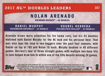 2018 Topps Big League #307 2017 NL Doubles Leaders (Nolan Arenado / Daniel Murphy / Odubel Herrera) Back