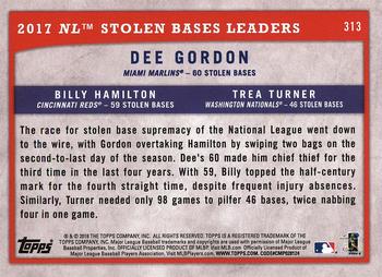 2018 Topps Big League #313 2017 NL Stolen Bases Leaders (Dee Gordon / Billy Hamilton / Trea Turner) Back