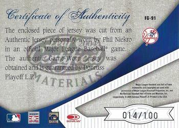 2004 Leaf Certified Materials - Fabric of the Game Position #FG-91 Phil Niekro Back