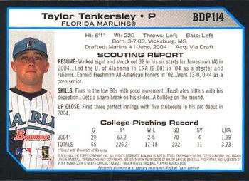 2004 Bowman Draft Picks & Prospects #BDP114 Taylor Tankersley Back