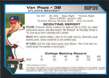 2004 Bowman Draft Picks & Prospects #BDP120 Van Pope Back