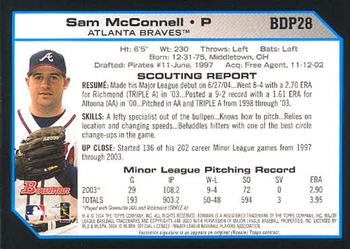 2004 Bowman Draft Picks & Prospects #BDP28 Sam McConnell Back