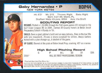 2004 Bowman Draft Picks & Prospects #BDP44 Gaby Hernandez Back