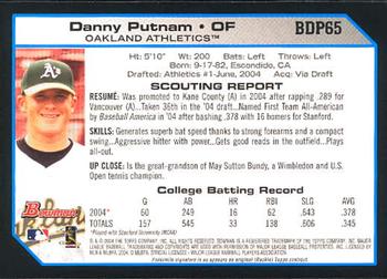 2004 Bowman Draft Picks & Prospects #BDP65 Danny Putnam Back