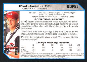 2004 Bowman Draft Picks & Prospects #BDP83 Paul Janish Back