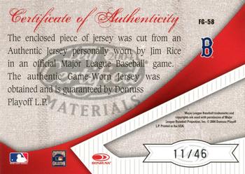 2004 Leaf Certified Materials - Fabric of the Game Stats #FG-58 Jim Rice Back