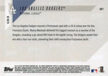 2018 Topps Now #807 Los Angeles Dodgers Back