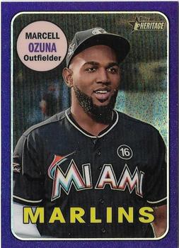 2018 Topps Heritage - Chrome Purple Refractor #THC-170 Marcell Ozuna Front