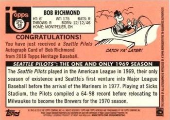2018 Topps Heritage - Seattle Pilots Autographs #SPA-BR Bob Richmond Back