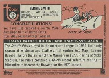 2018 Topps Heritage - Seattle Pilots Autographs #SPA-BS Bernie Smith Back
