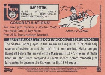 2018 Topps Heritage - Seattle Pilots Autographs #SPA-RP Ray Peters Back