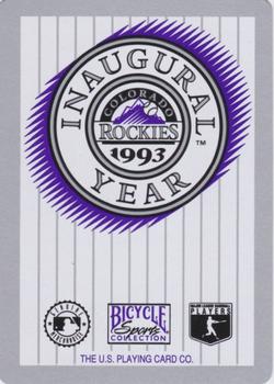 1993 Bicycle Colorado Rockies Playing Cards #2♥ Jim Tatum Back