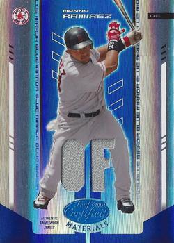 2004 Leaf Certified Materials - Mirror Fabric Blue Position #128 Manny Ramirez Front
