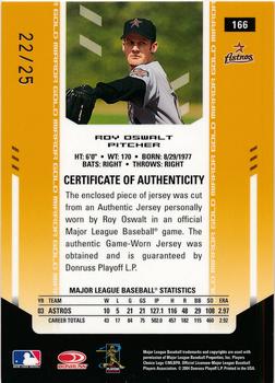 2004 Leaf Certified Materials - Mirror Fabric Gold Number #166 Roy Oswalt Back