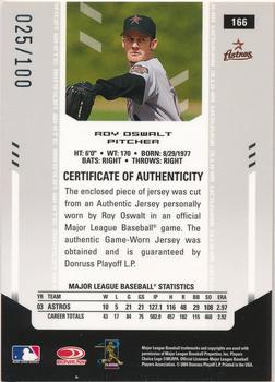 2004 Leaf Certified Materials - Mirror Fabric White #166 Roy Oswalt Back