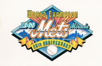 1994 Ron Lewis 1969 New York Mets 25th Anniversary Postcards #1 Logo Card Front