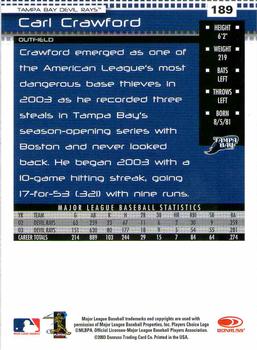2004 Donruss #189 Carl Crawford Back
