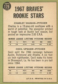 2016 Topps Heritage - 50th Anniversary Buybacks #179 Braves 1967 Rookie Stars (Charles Vaughan / Cecil Upshaw) Back
