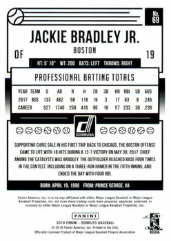 2018 Donruss - Gold Press Proof #69 Jackie Bradley Jr. Back