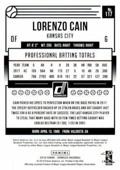 2018 Donruss - Gold Press Proof #117 Lorenzo Cain Back