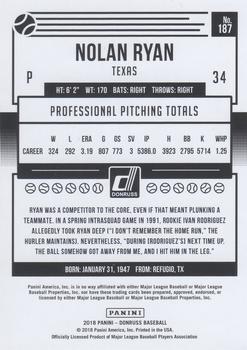 2018 Donruss - Gold Press Proof #187 Nolan Ryan Back