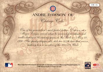 2004 Donruss Diamond Kings - Heritage Collection #HC-6 Andre Dawson Back