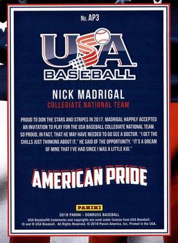 2018 Donruss - American Pride #AP3 Nick Madrigal Back