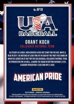 2018 Donruss - American Pride Silver #AP18 Grant Koch Back
