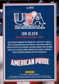 2018 Donruss - American Pride Gold #AP24 Jon Olsen Back