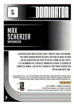 2018 Donruss - Dominators #D4 Max Scherzer Back