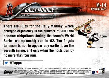 2018 Topps Opening Day - Mascots #M-14 Rally Monkey Back