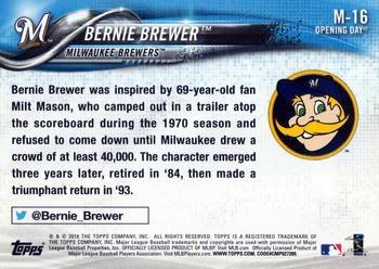 2018 Topps Opening Day - Mascots #M-16 Bernie Brewer Back