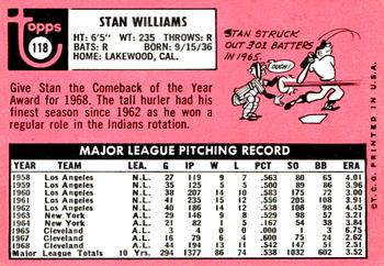 2018 Topps Heritage - 50th Anniversary Buybacks #118 Stan Williams Back