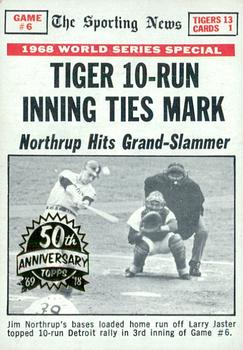 2018 Topps Heritage - 50th Anniversary Buybacks #167 World Series Game 6 Tiger 10-Run Inning Ties Mark Front