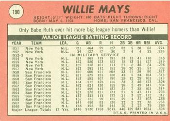 2018 Topps Heritage - 50th Anniversary Buybacks #190 Willie Mays Back