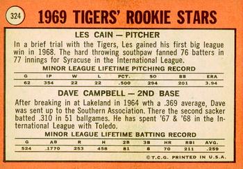 2018 Topps Heritage - 50th Anniversary Buybacks #324 Tigers 1969 Rookie Stars Les Cain / Dave Campbell Back