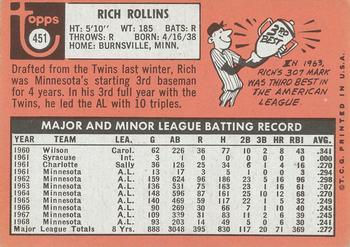 2018 Topps Heritage - 50th Anniversary Buybacks #451 Rich Rollins Back