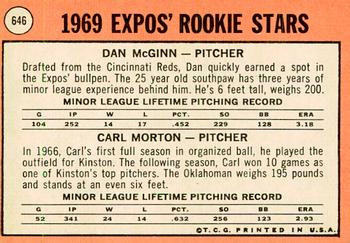 2018 Topps Heritage - 50th Anniversary Buybacks #646 Expos 1969 Rookie Stars (Dan McGinn / Carl Morton) Back