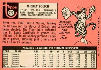 2018 Topps Heritage - 50th Anniversary Buybacks #270 Mickey Lolich Back