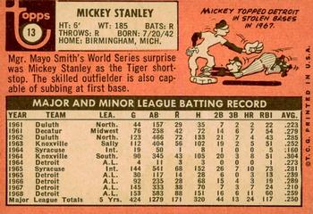 2018 Topps Heritage - 50th Anniversary Buybacks #13 Mickey Stanley Back