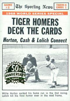 2018 Topps Heritage - 50th Anniversary Buybacks #163 World Series Game 2 - Tiger Homers Deck The Cards Front