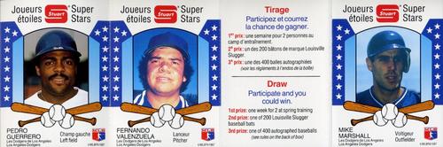 1987 Stuart Bakery Super Stars - Panels #6 Pedro Guerrero / Mike Marshall / Fernando Valenzuela Front