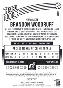 2018 Donruss - Career Stat Line #48 Brandon Woodruff Back