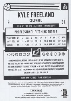 2018 Donruss - Career Stat Line #106 Kyle Freeland Back
