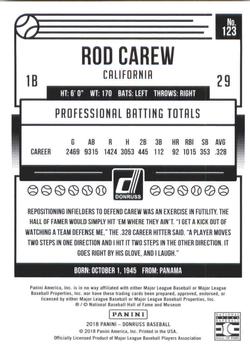 2018 Donruss - Career Stat Line #123 Rod Carew Back
