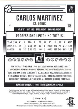 2018 Donruss - Career Stat Line #178 Carlos Martinez Back