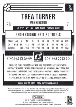 2018 Donruss - Career Stat Line #196 Trea Turner Back